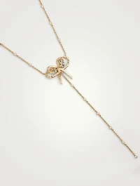 Romance 18K Gold Ribbon Lariat Necklace With Diamonds
