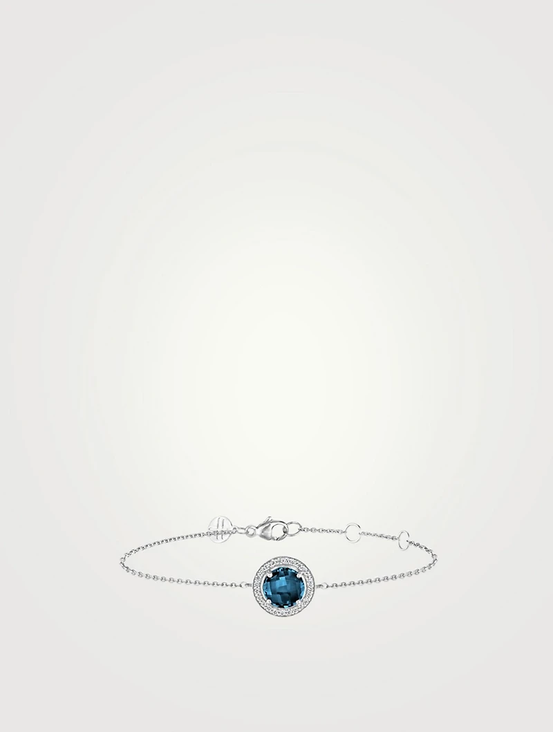 Bestow 18K White Gold Bracelet With Blue Topaz And Diamonds