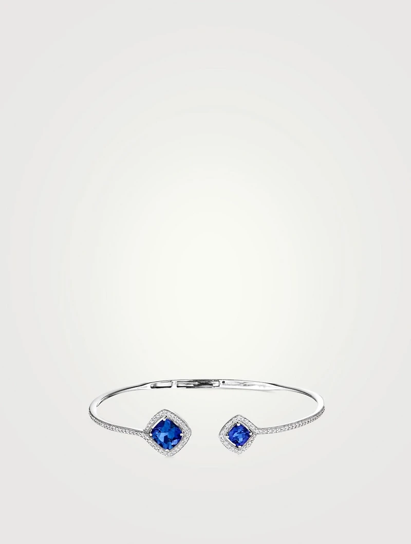 Spectrum 18K White Gold Bangle Bracelet With Violet Iolite And Diamonds