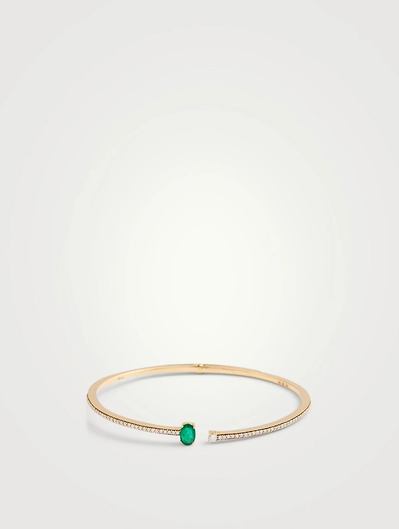 Spectrum 18K Gold Bangle Bracelet With Emerald And Diamonds