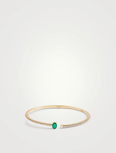 Spectrum 18K Gold Bangle Bracelet With Emerald And Diamonds