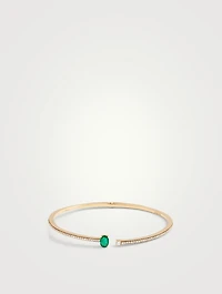 Spectrum 18K Gold Bangle Bracelet With Emerald And Diamonds