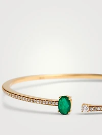 Spectrum 18K Gold Bangle Bracelet With Emerald And Diamonds
