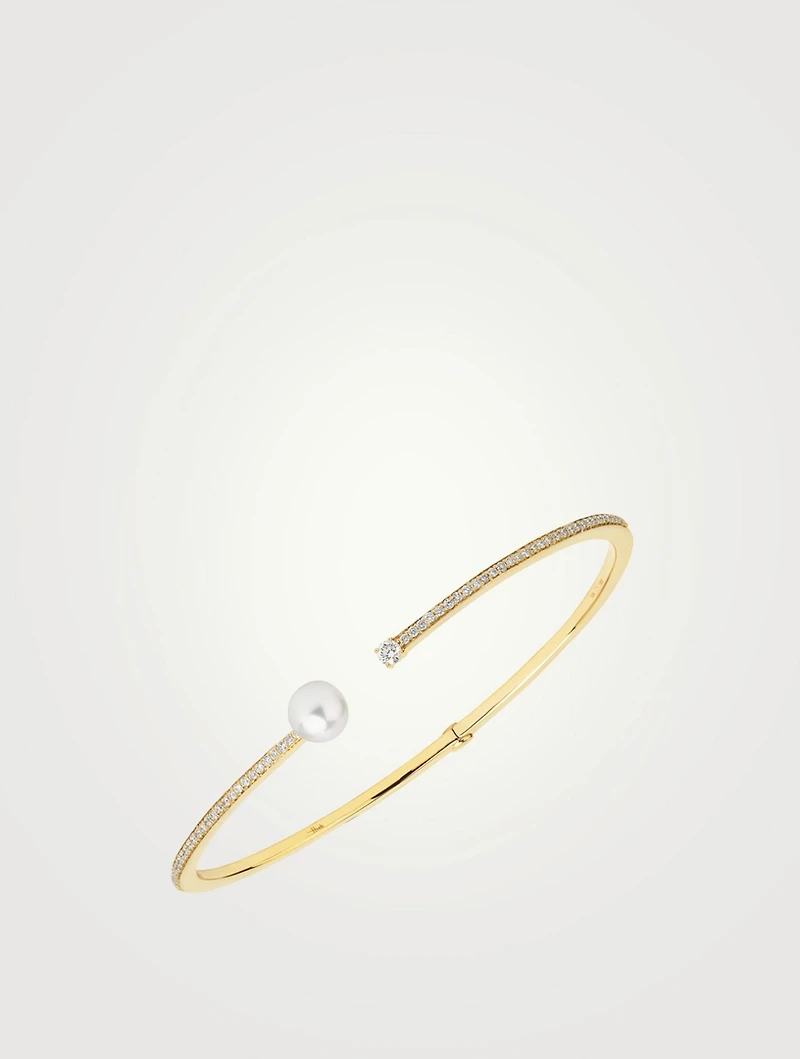 Spectrum 18K Gold Bracelet With Diamonds And Pearl