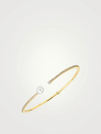Spectrum 18K Gold Bracelet With Diamonds And Pearl