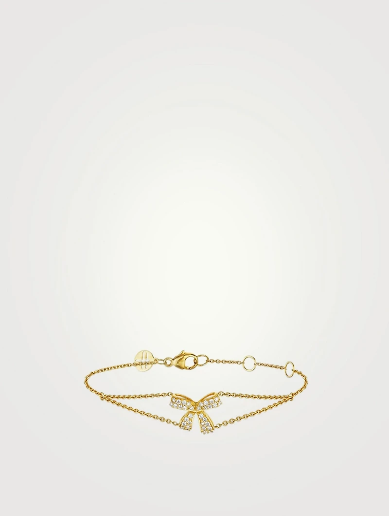 Romance 18K Gold Ribbon Bracelet With Diamonds