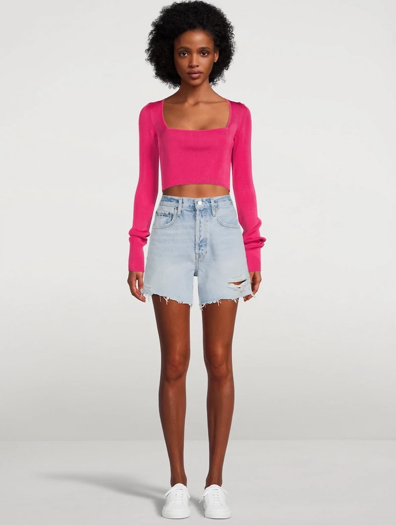 Riley High-Waisted Denim Shorts