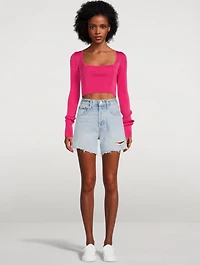 Riley High-Waisted Denim Shorts