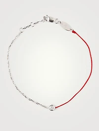Pure 18K White Gold String Chain Bracelet With Diamond