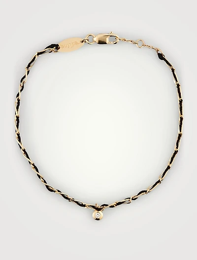 Entrelacet Minimaliste 18K Gold Thread Bracelet With Diamond