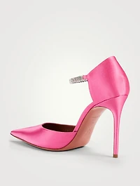 Ursina Satin D'Orsay Pumps With Crystal Ankle Strap