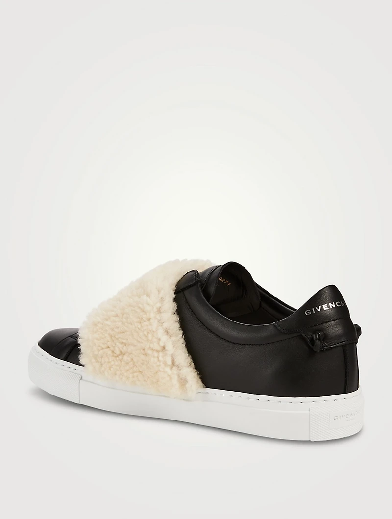 Urban Street Leather Slip-On Sneakers With Shearling Strap
