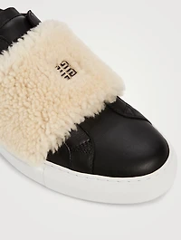 Urban Street Leather Slip-On Sneakers With Shearling Strap
