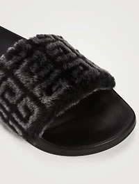 Shearling And Leather Pool Slide Sandals