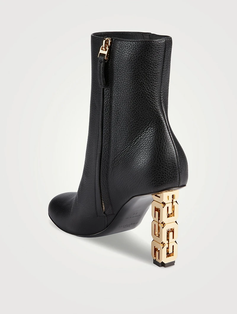 G Cube Leather Heeled Ankle Boots