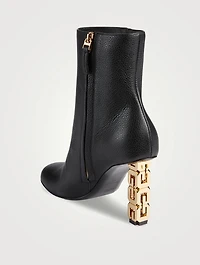 G Cube Leather Heeled Ankle Boots