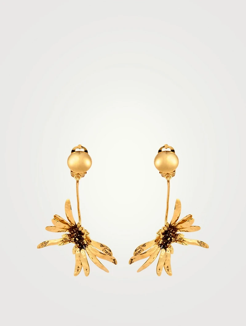 Sunflower Clip-On Drop Earrings