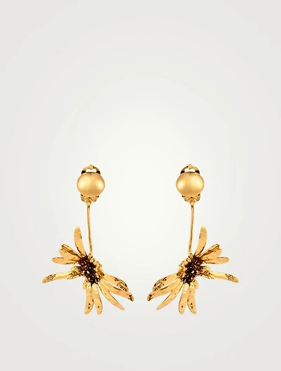 Sunflower Clip-On Drop Earrings