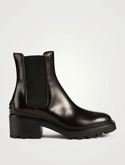 Block-Heel Leather Chelsea Boots