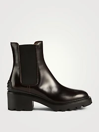 Block-Heel Leather Chelsea Boots
