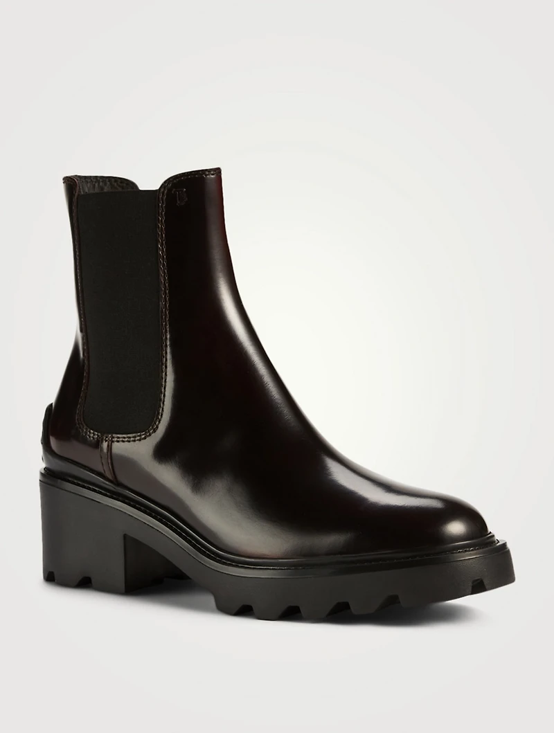 Block-Heel Leather Chelsea Boots