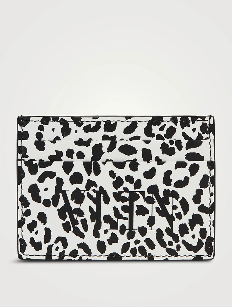 VLTN Leather Card Holder In Animal Print