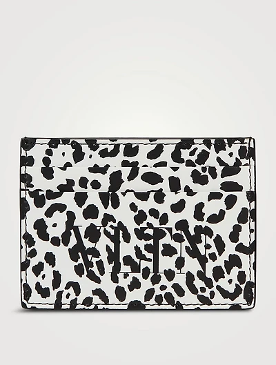 VLTN Leather Card Holder In Animal Print