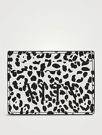 VLTN Leather Card Holder In Animal Print