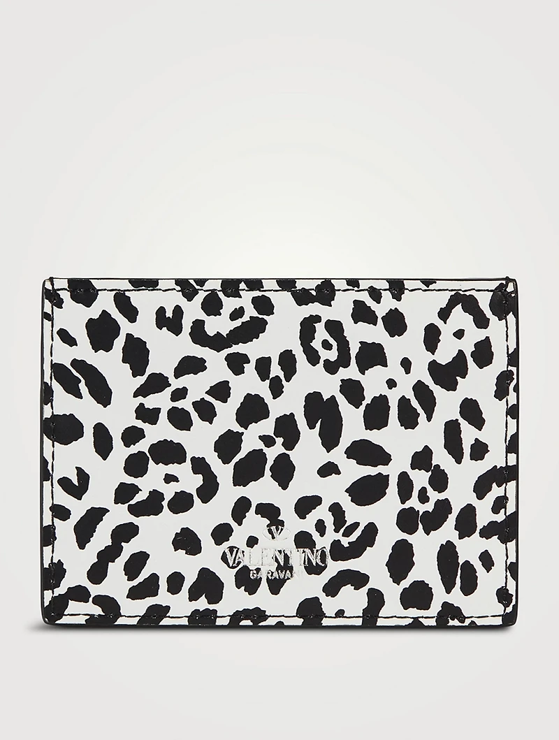 VLTN Leather Card Holder In Animal Print