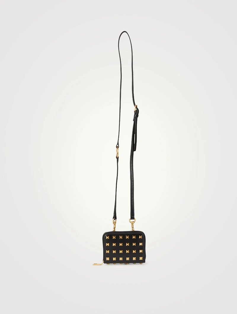 Rock Stud Leather Neck Wallet