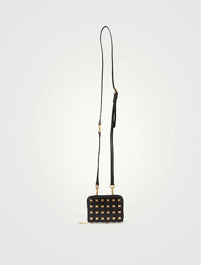 Rock Stud Leather Neck Wallet