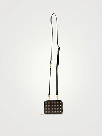 Rock Stud Leather Neck Wallet