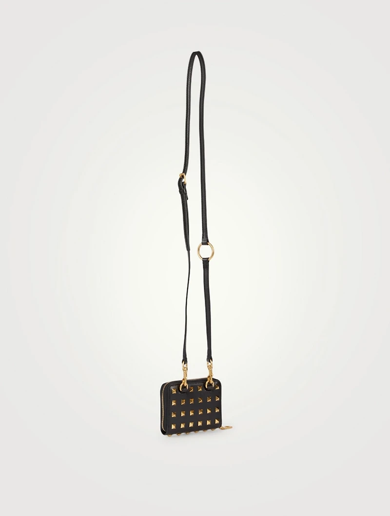 Rock Stud Leather Neck Wallet