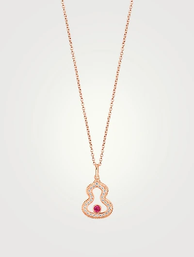 Wulu 18K Rose Gold Necklace With Diamonds And Ruby