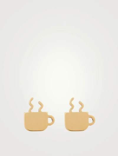 Coffee Cups Gold Stud Earrings