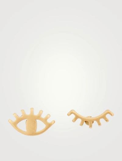 Wink Wink Gold Stud Earrings