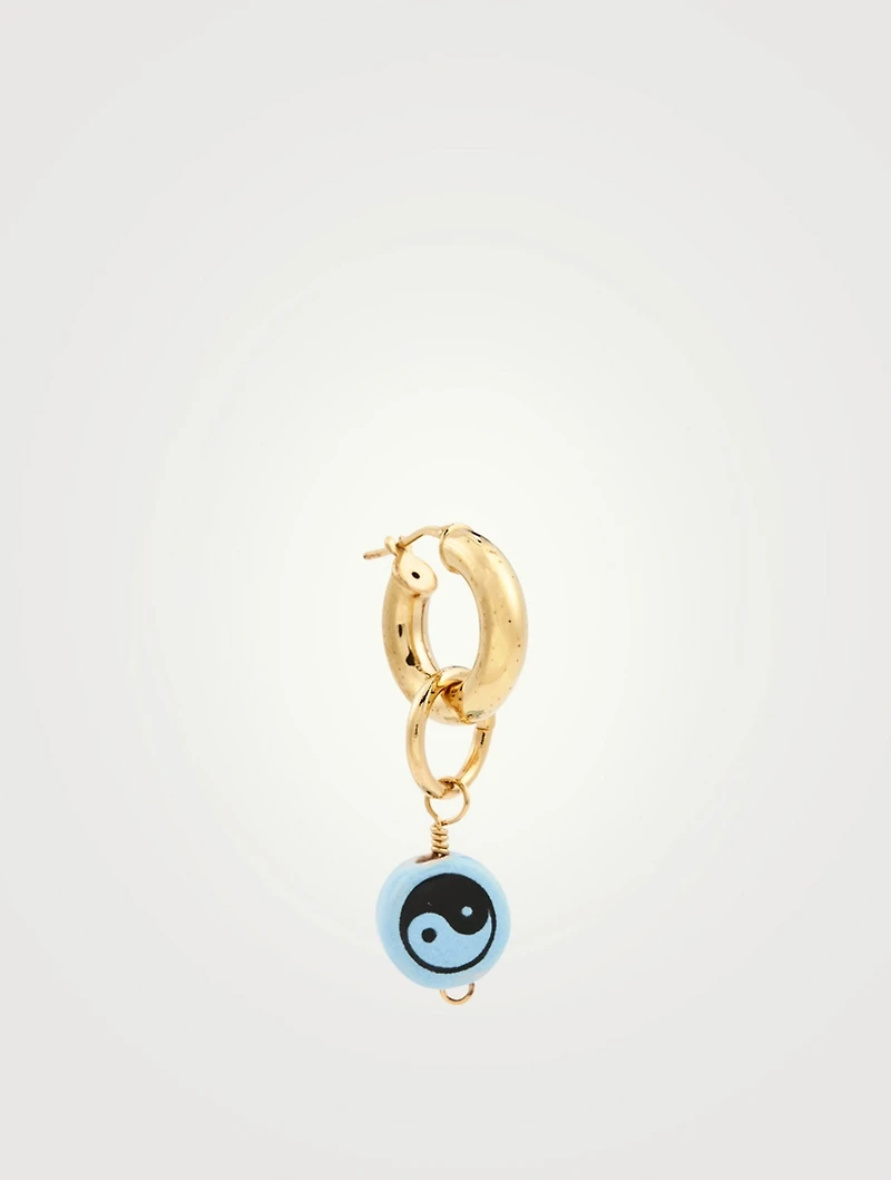 Ying Yang 18K Gold-Plated Silver Hoop Earring