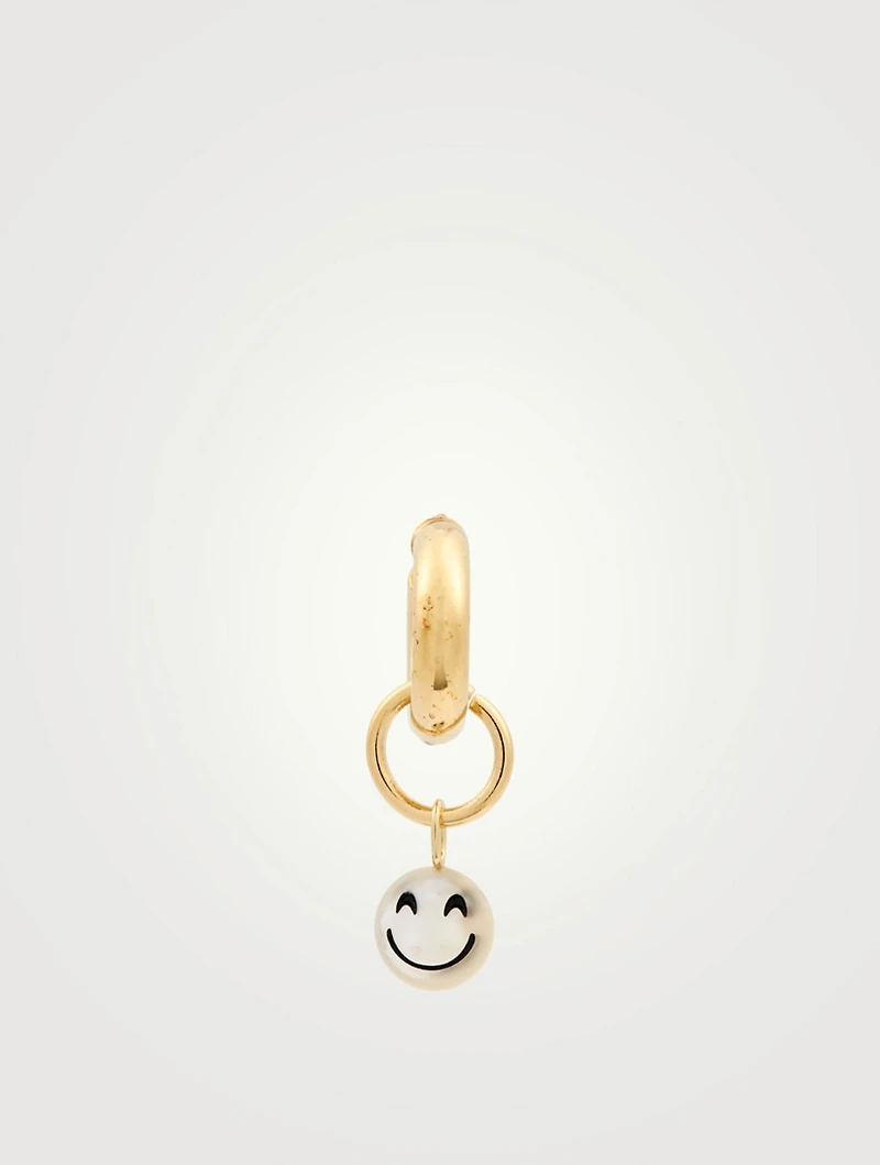 Happy Rebel 18K Gold-Plated Silver Hoop Earring With Happy Face Pearl