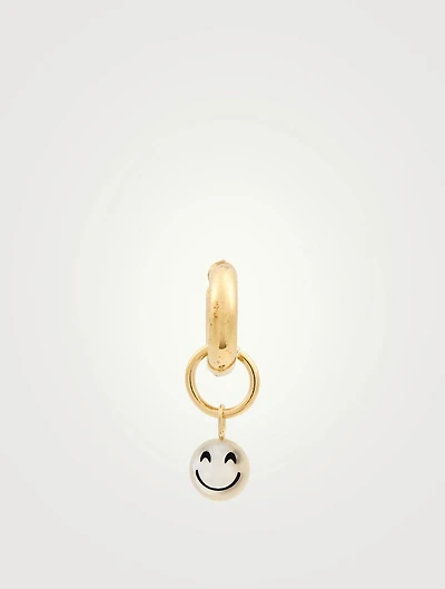 Happy Rebel 18K Gold-Plated Silver Hoop Earring With Happy Face Pearl