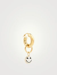 Happy Rebel 18K Gold-Plated Silver Hoop Earring With Happy Face Pearl