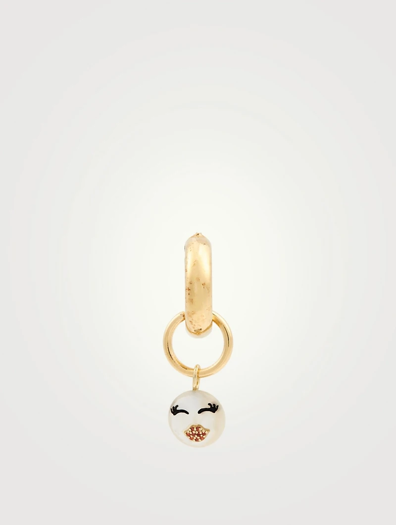 Lovely Rebel 18K Gold-Plated Silver Hoop Earring With Kiss Face Pearl