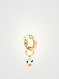 Lovely Rebel 18K Gold-Plated Silver Hoop Earring With Kiss Face Pearl