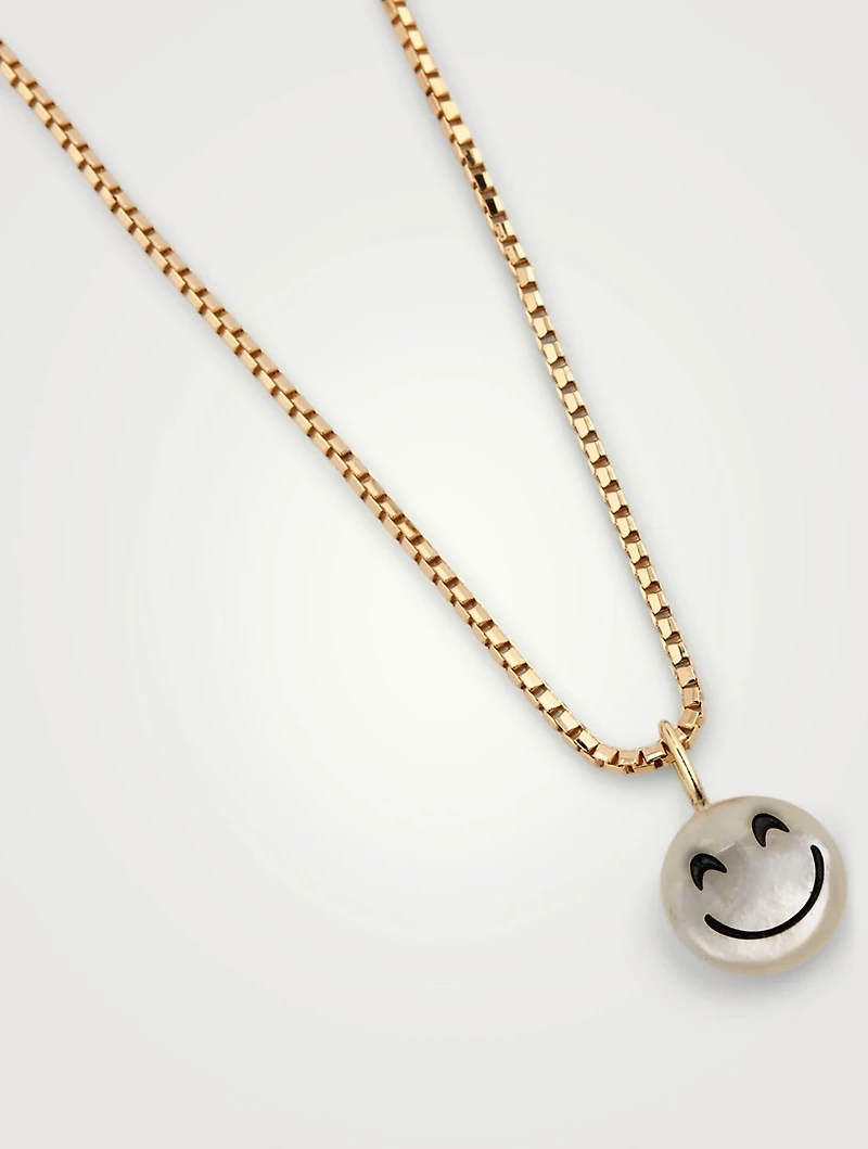 Happy Rebel 18K Gold-Plated Brass Necklace With Happy Face Pearl