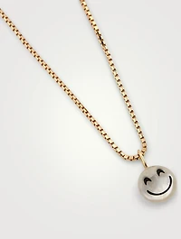Happy Rebel 18K Gold-Plated Brass Necklace With Happy Face Pearl