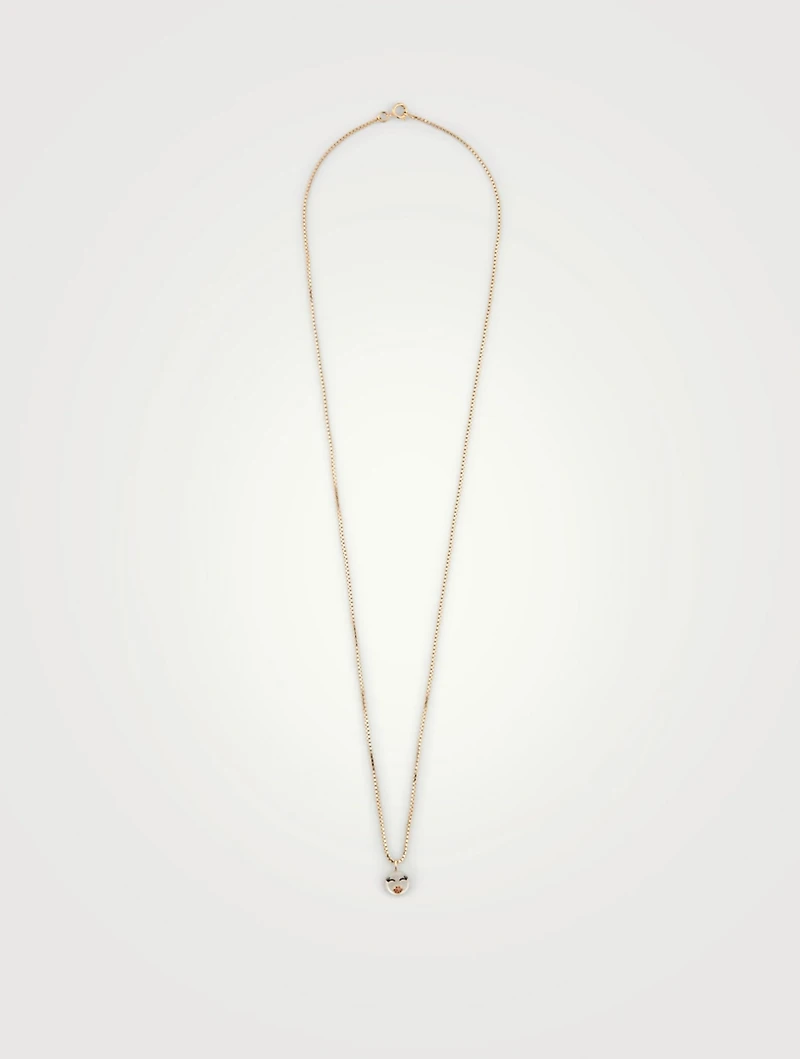 Lovely Rebel 18K Gold-Plated Silver Necklace With Kiss Face Pearl