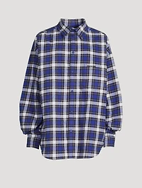 Oversized Padded Shirt Check Print