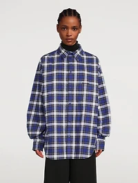 Oversized Padded Shirt Check Print