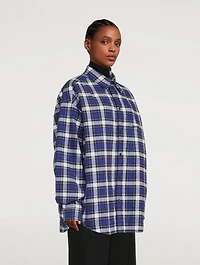 Oversized Padded Shirt Check Print