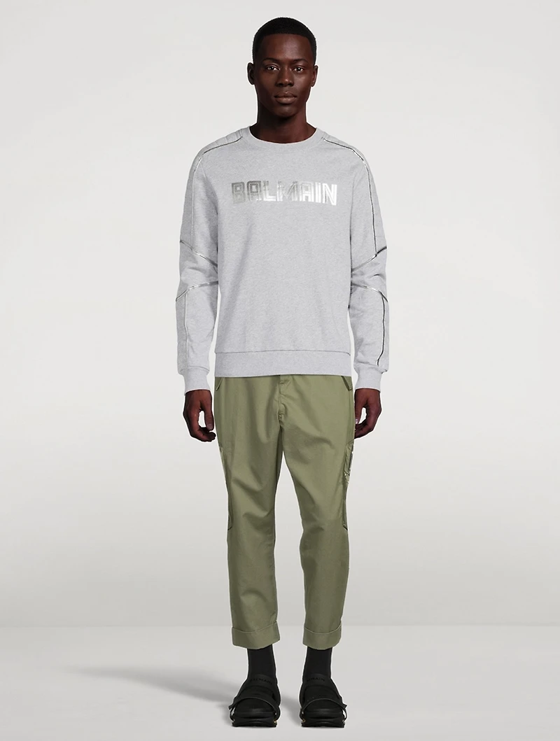 Cotton Sweatshirt With Embossed Logo