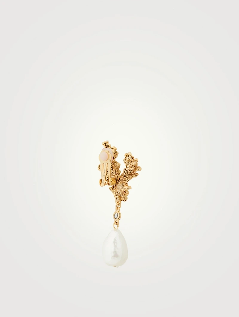Coral Pearl Drop Earrings